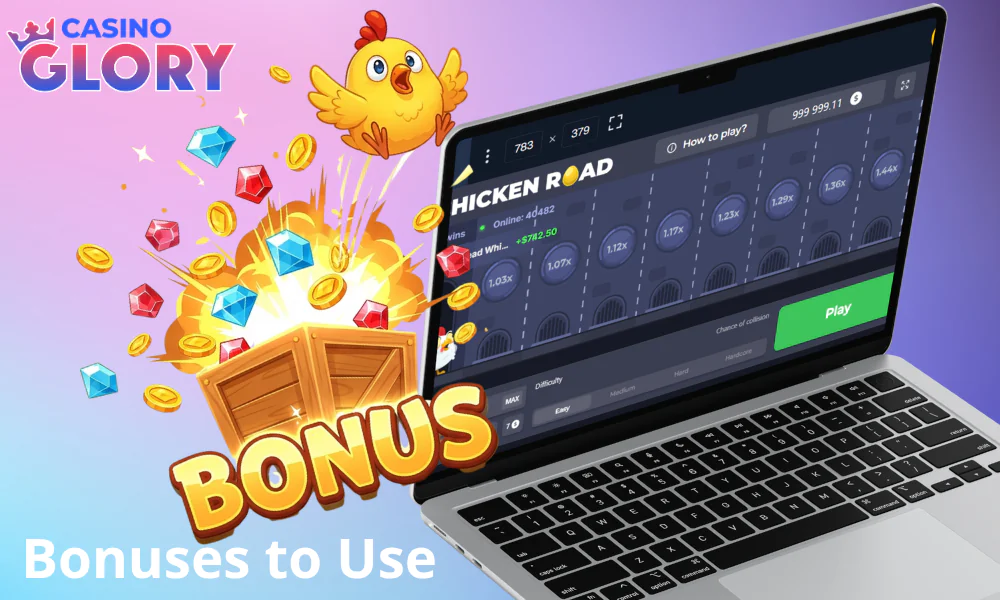 Bonuses available with the game Chicken Road